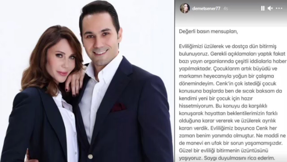 Demet Şener’den boşanma açıklaması