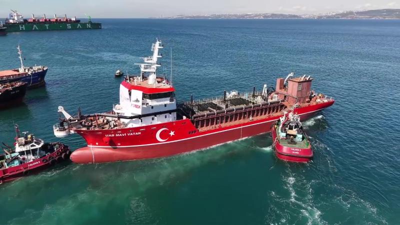 Türkiye'nin yerli tarama gemisi UAB MAVİ VATAN suya indi