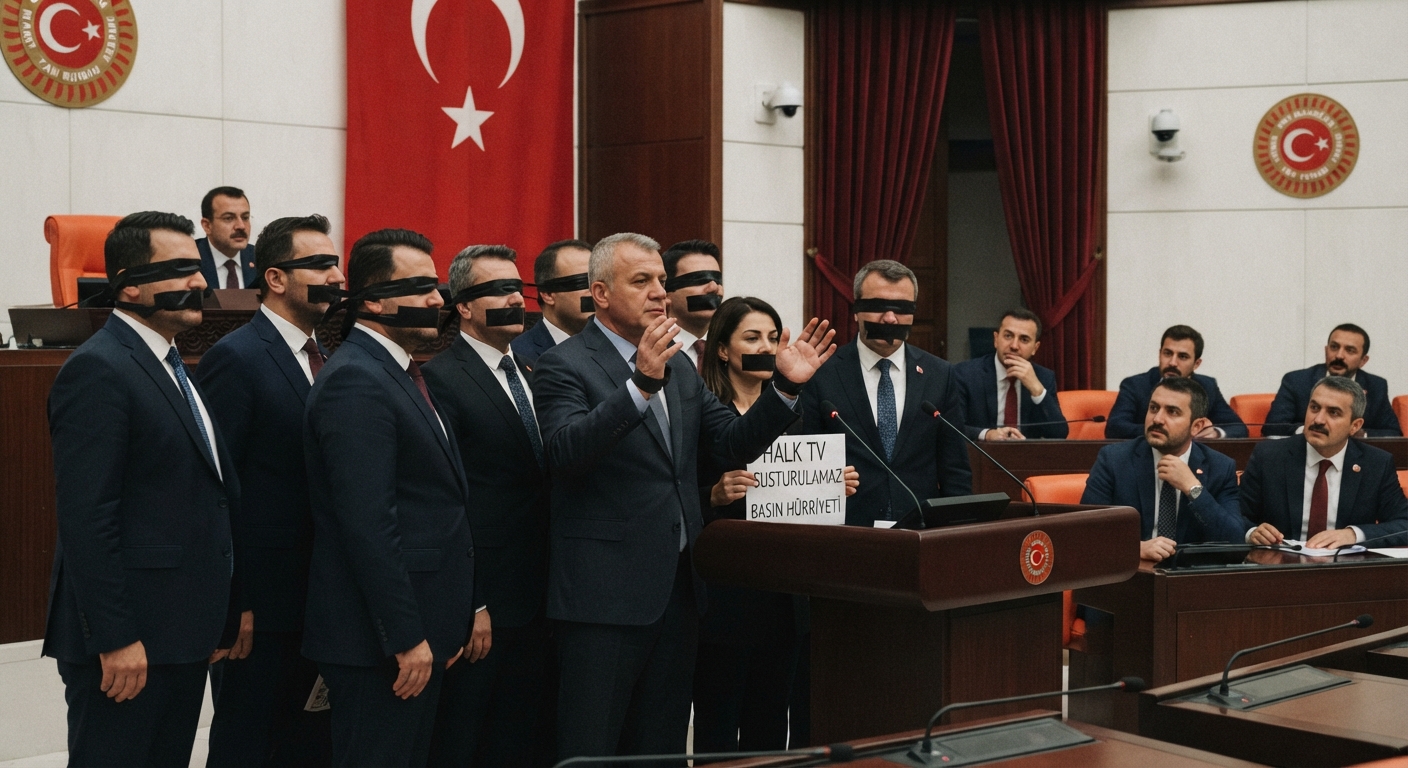 Meclis’te Halk TV Protestosu! Milletvekilleri Ağızlarını ve Gözlerini Bantladı