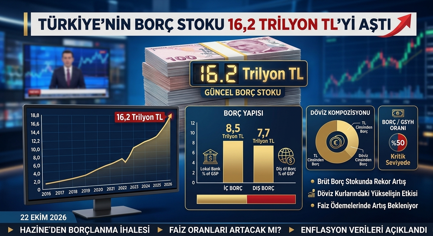 Türkiye’nin Borç Stoku 16,2 Trilyon TL’yi Aştı