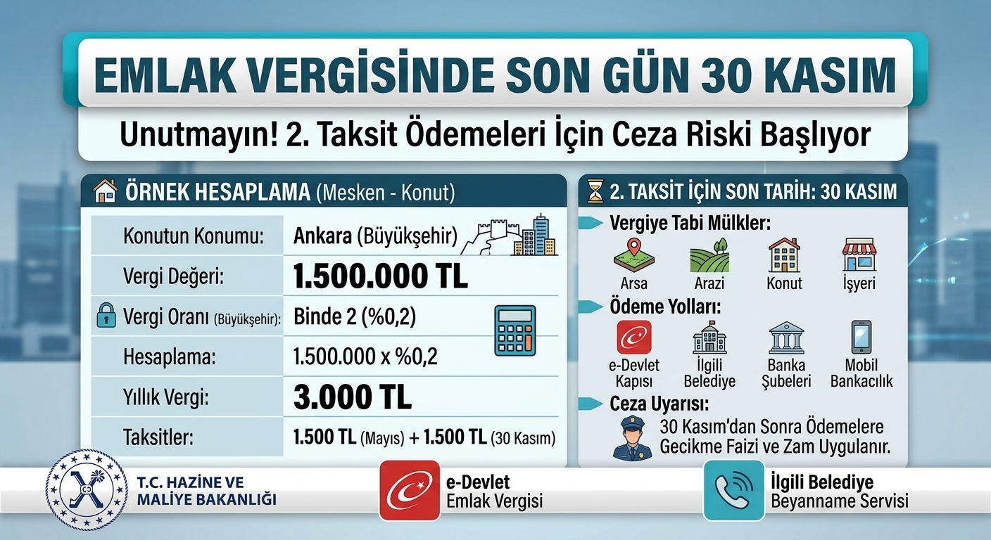 Emlak Vergisinde Son Gün 30 Kasım: Örnek Hesaplama