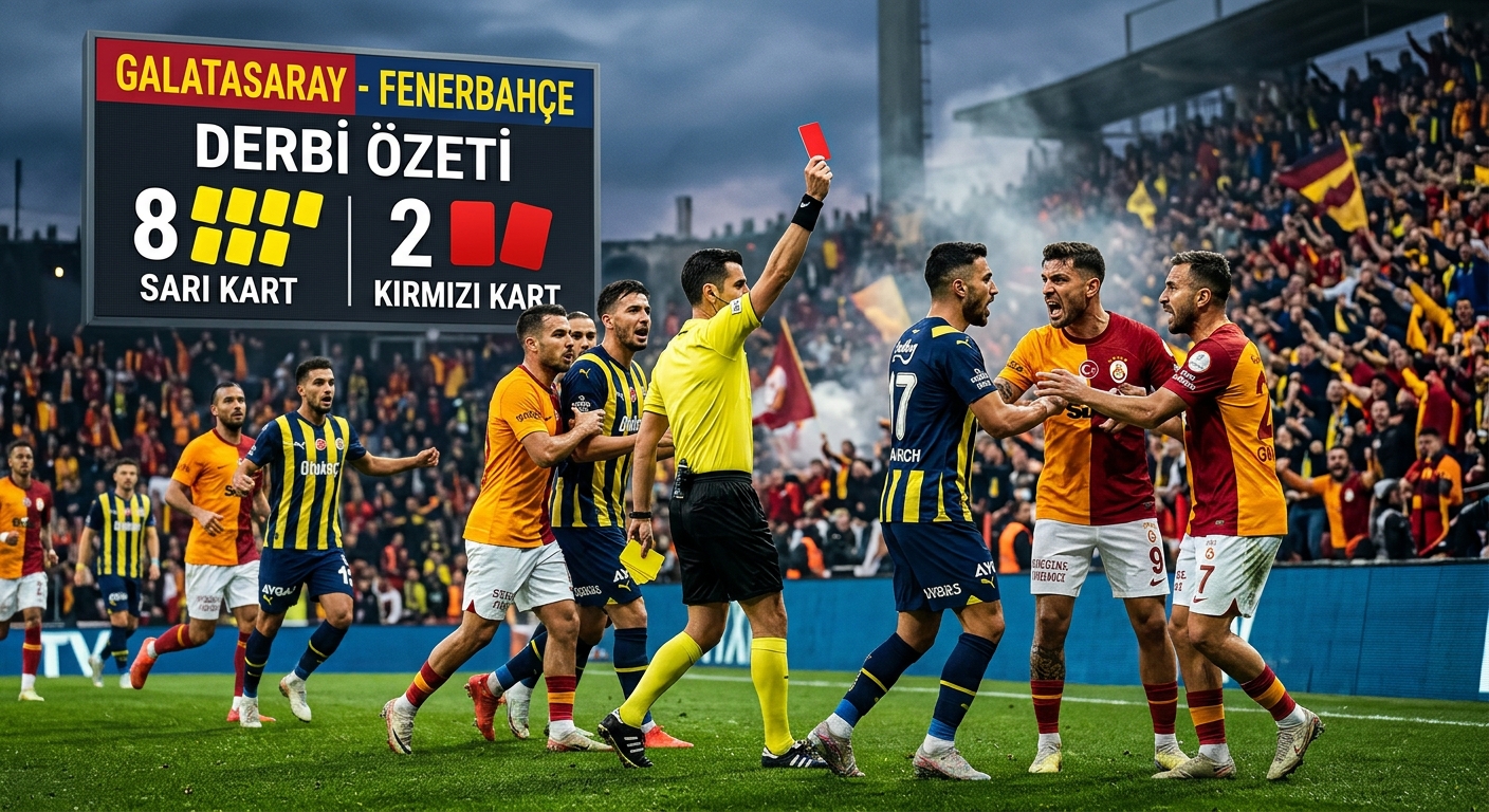 Galatasaray-Fenerbahçe Derbisinde 8 Sarı, 2 Kırmızı Kart