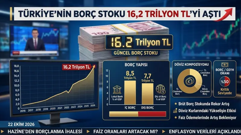 Türkiye’nin Borç Stoku 16,2 Trilyon TL’yi Aştı