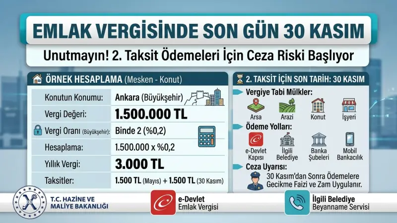 Emlak Vergisinde Son Gün 30 Kasım: Örnek Hesaplama