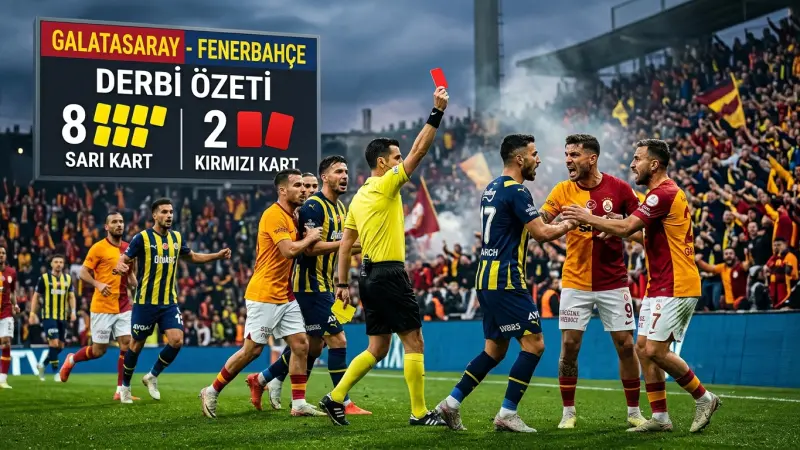 Galatasaray-Fenerbahçe Derbisinde 8 Sarı, 2 Kırmızı Kart
